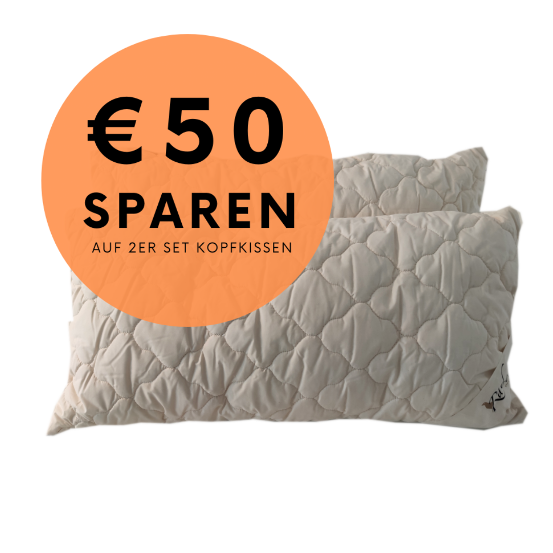 Rabens organic 2er Set Alpaka Bio Kopfkissen (separater Innenbeutel) - schlafraum.shop